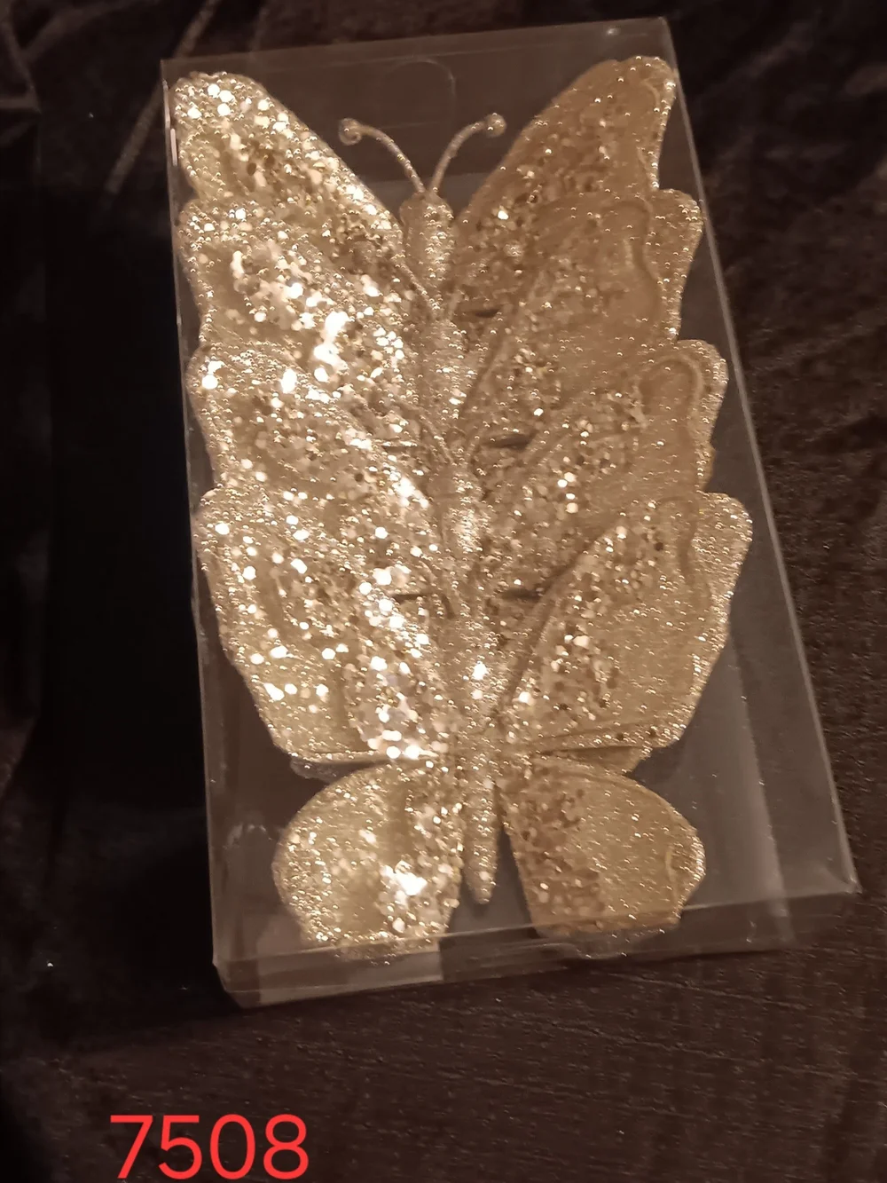 4 Glitter Butterfly Clip On Ornaments